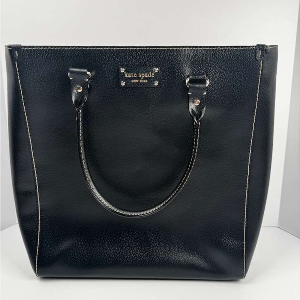 Kate Spade Wellesley Queen Boarskin Large Black Leather Tote Bag - Picture 6 of 11